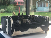 Load image into Gallery viewer, Luxury Genuine Cowhide Covered Dog Bed with Memory Foam