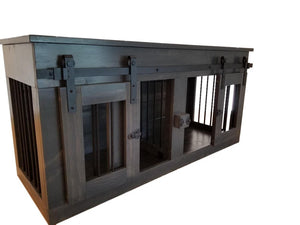Solid Wood Double Dog Kennel With Barn Doors